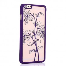 iPhone 6 6s Plus 5.5 - Carved Lily Pattern Matte PC Hard Protective Phone Cover Case - Purple